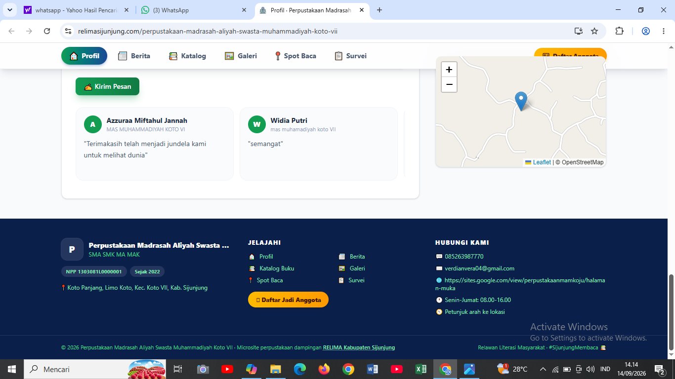 Dua Minggu Pemanfaatan Relima Sijunjung, Perpustakaan Digital Permudah Layanan di MAS Muhammadiyah Koto VII