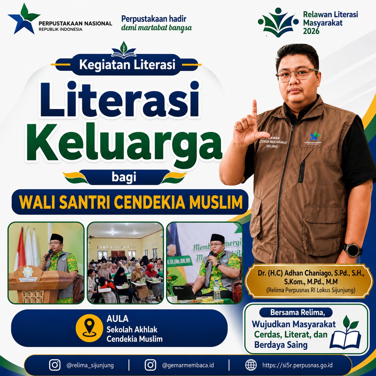 Flyer Kegiatan Literasi Keluarga bagi Wali Santri Baru Cendekia Muslim